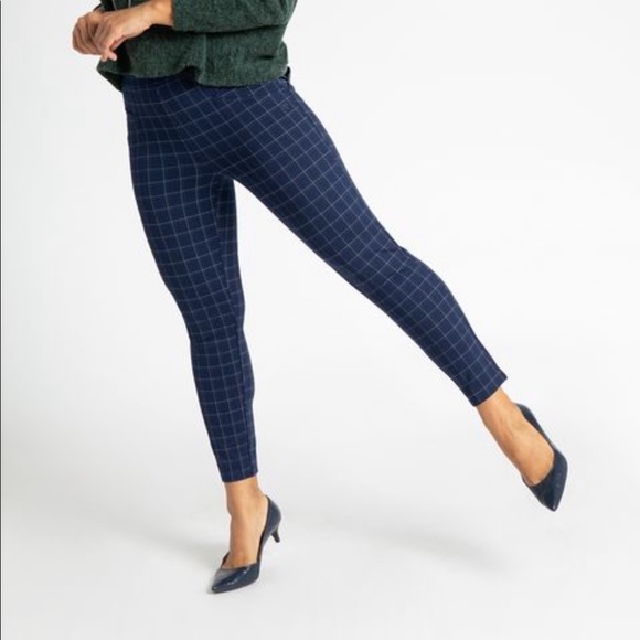 Betabrand Pants - Betabrand blue windowpane plaid crop skinny pants